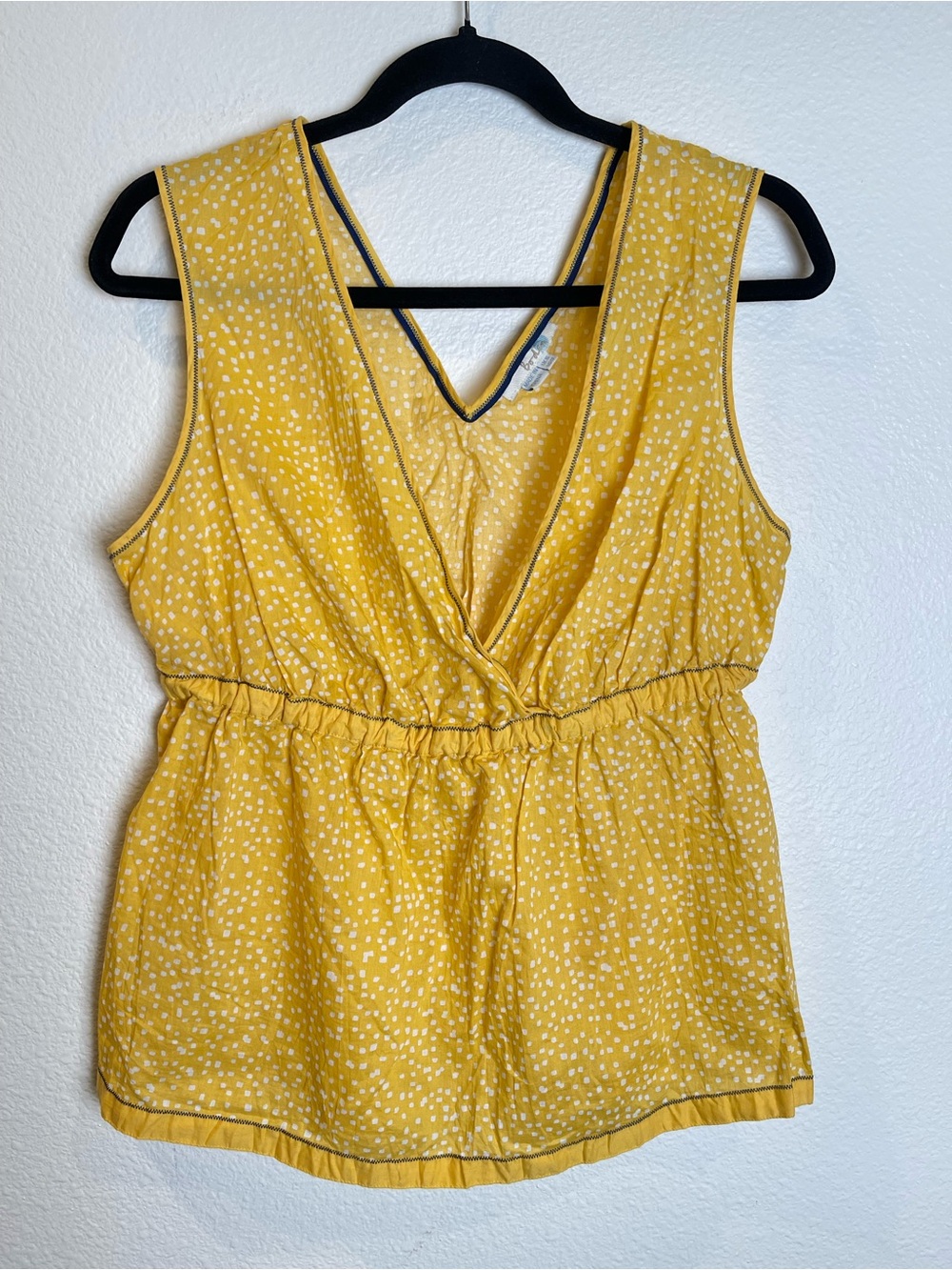 Boden Yellow & White Dot Sleeveless Cotton Poplin Top Size 12